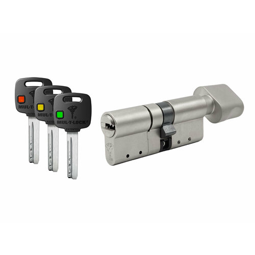 Цилиндр Mul-t-Lock MTL300 Светофор ключ-вертушка (размер 35х60 мм) - Никель, Флажок