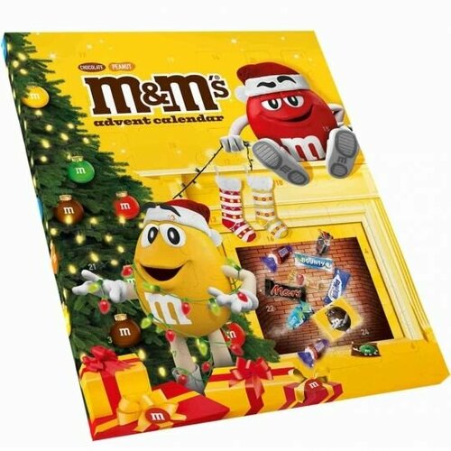 Новогодний календарь / Адвент-календарь M&Ms шоколадное ассорти, 24 шт, 361 г (Финляндия)