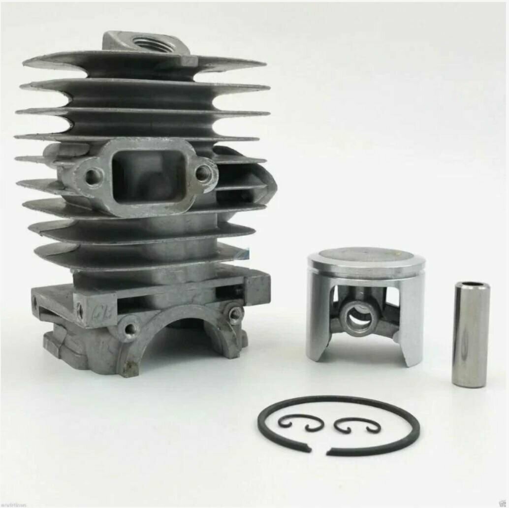 фото Цилиндро-поршневая группа для бензопилы Echo CS350, 39 мм хром в сборе с поддоном, высокого качества