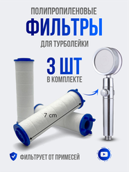 Фильтр для лейки душа / фильтр для турболейки, комплект 3 штуки, цвет - белый/синий
