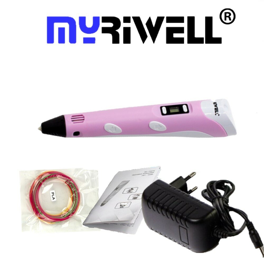 3D ручка MyRiwell RP100B (150м ABS пластик + трафареты 3d-pen-in)