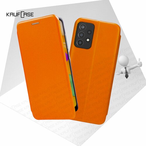 Чехол книжка KaufCase для телефона Samsung A53 5G (A536) (6.5), оранжевый. Трансфомер нижняя плата samsung galaxy a53 5g sm a536b e ds с разъемом зарядки и микрофоном premium