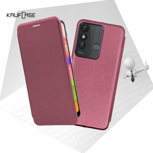 Чехол книжка KaufCase для телефона Itel Vision 3 Plus (6.8), бордовый. Трансфомер чехол книжка kaufcase для телефона apple iphone 7 plus 8 plus 5 5 бордовый трансфомер