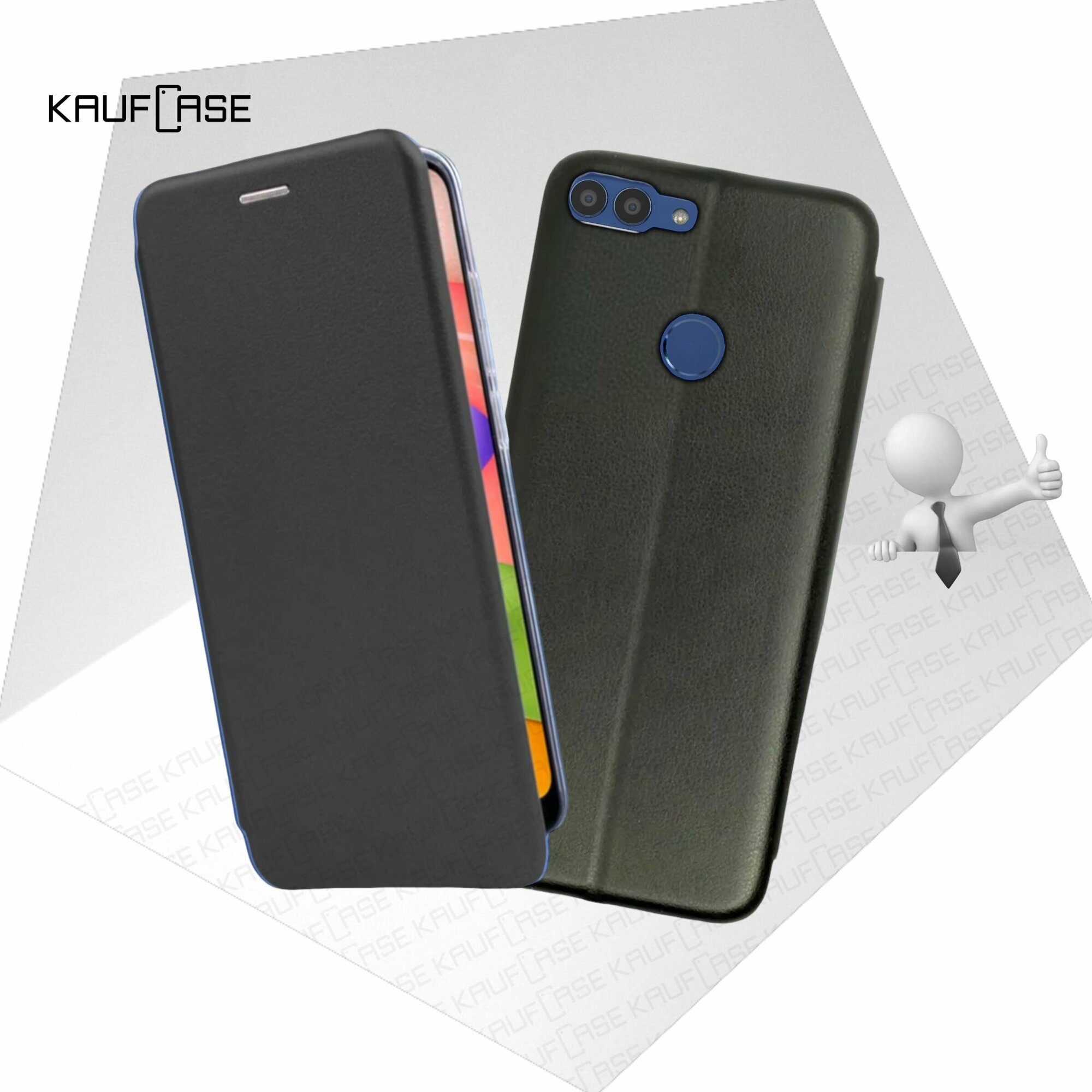 Чехол книжка KaufCase для телефона Huawei P Smart 2018 (FIG-LX1) (5.65"), черный. Трансфомер