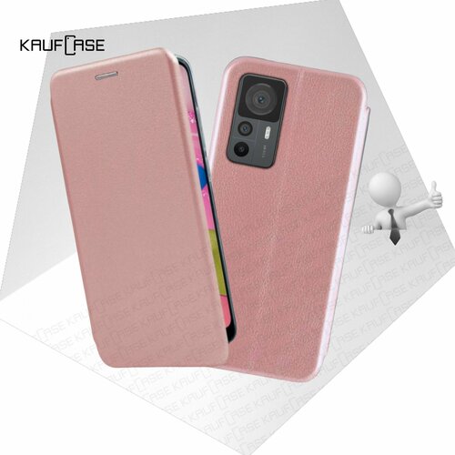 Чехол книжка KaufCase для телефона Xiaomi 12T /12T Pro (6.67), розовое золото. Трансфомер чехол книжка для xiaomi 12t pro c магнитной застежкой ксяоми 12т про c хлястиком и отделением под карты коричневый