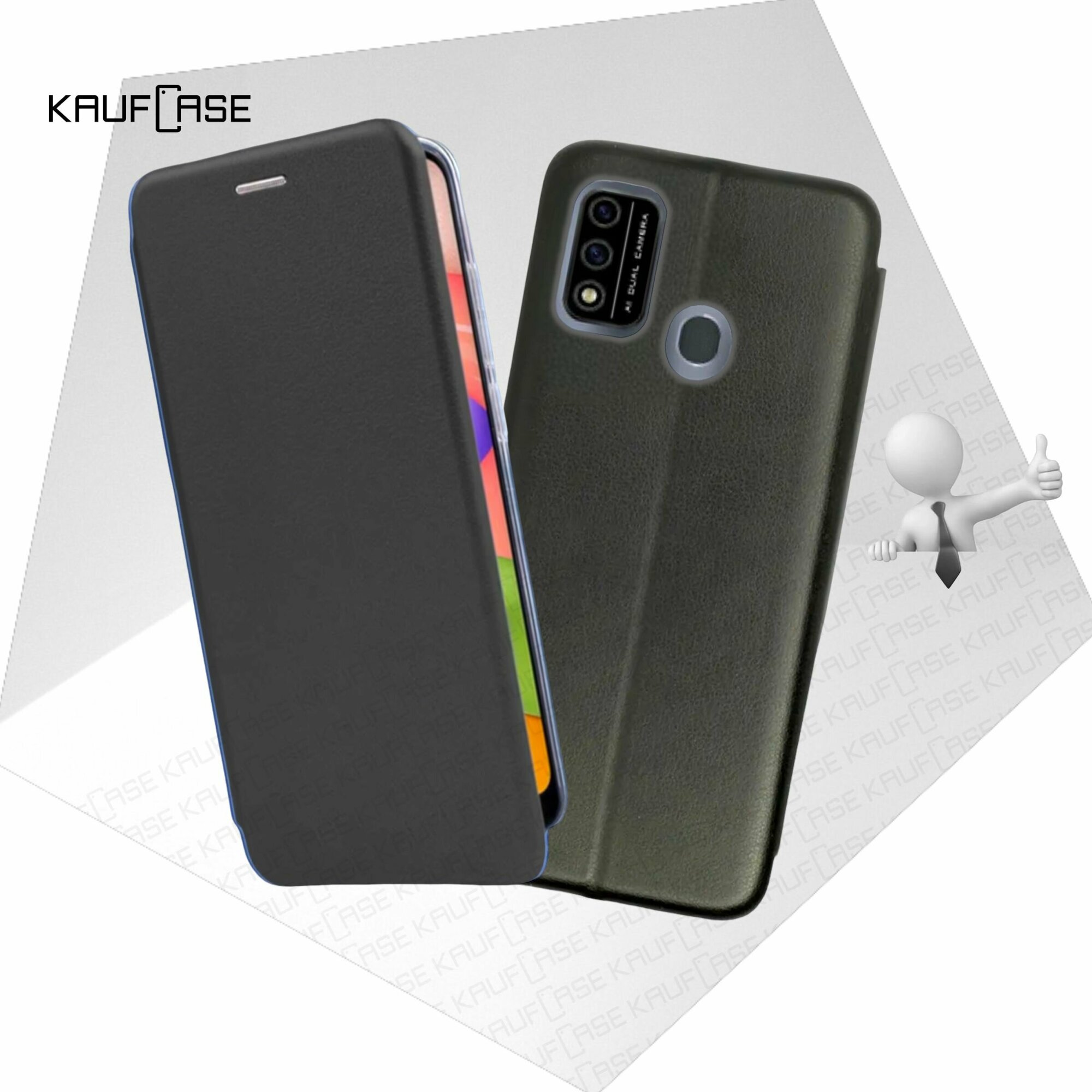 Чехол книжка KaufCase для телефона Itel A48 (L6006) (6.1"), черный. Трансфомер