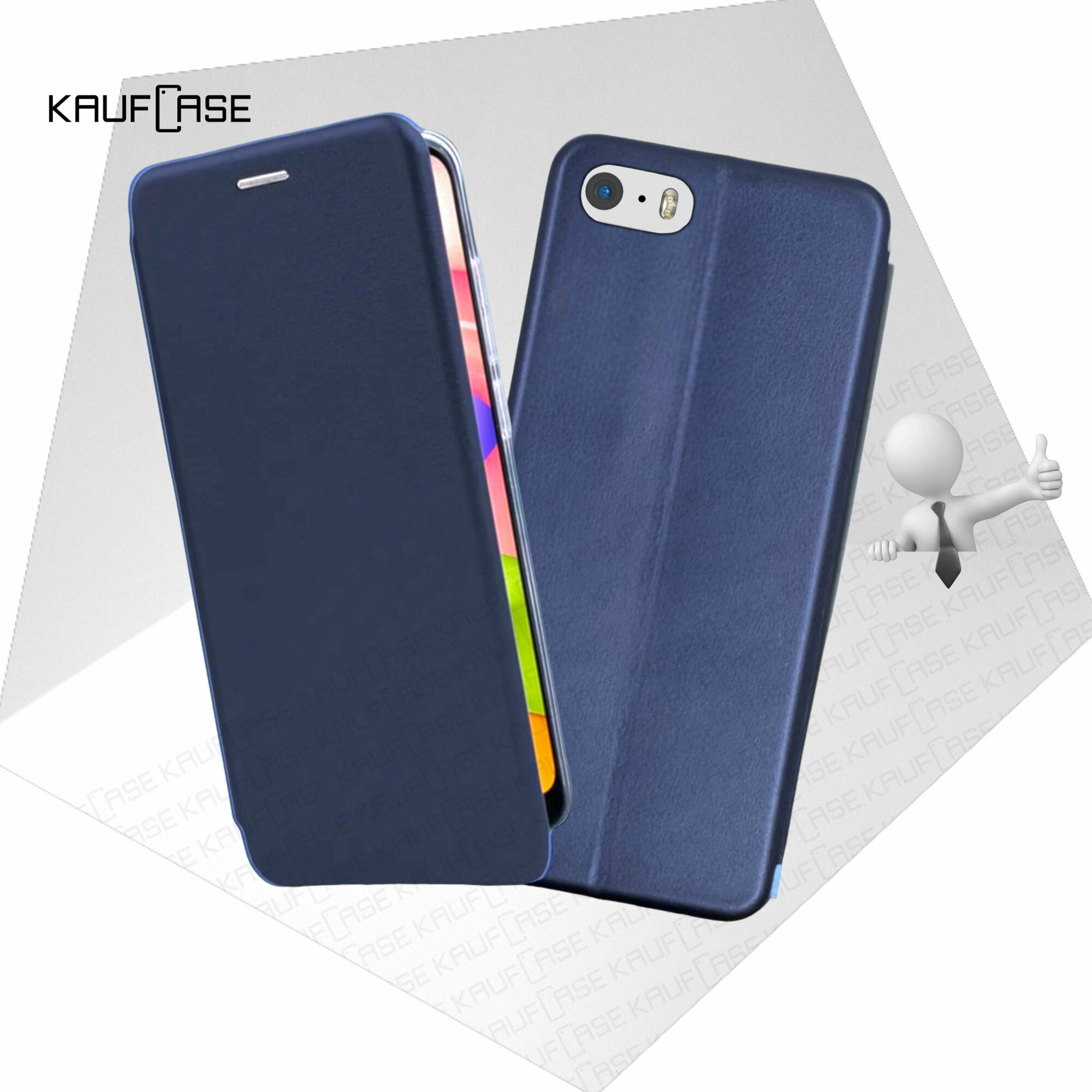 Чехол книжка KaufCase для телефона Apple iPhone 5 /5S /SE (4"), темно-синий. Трансфомер