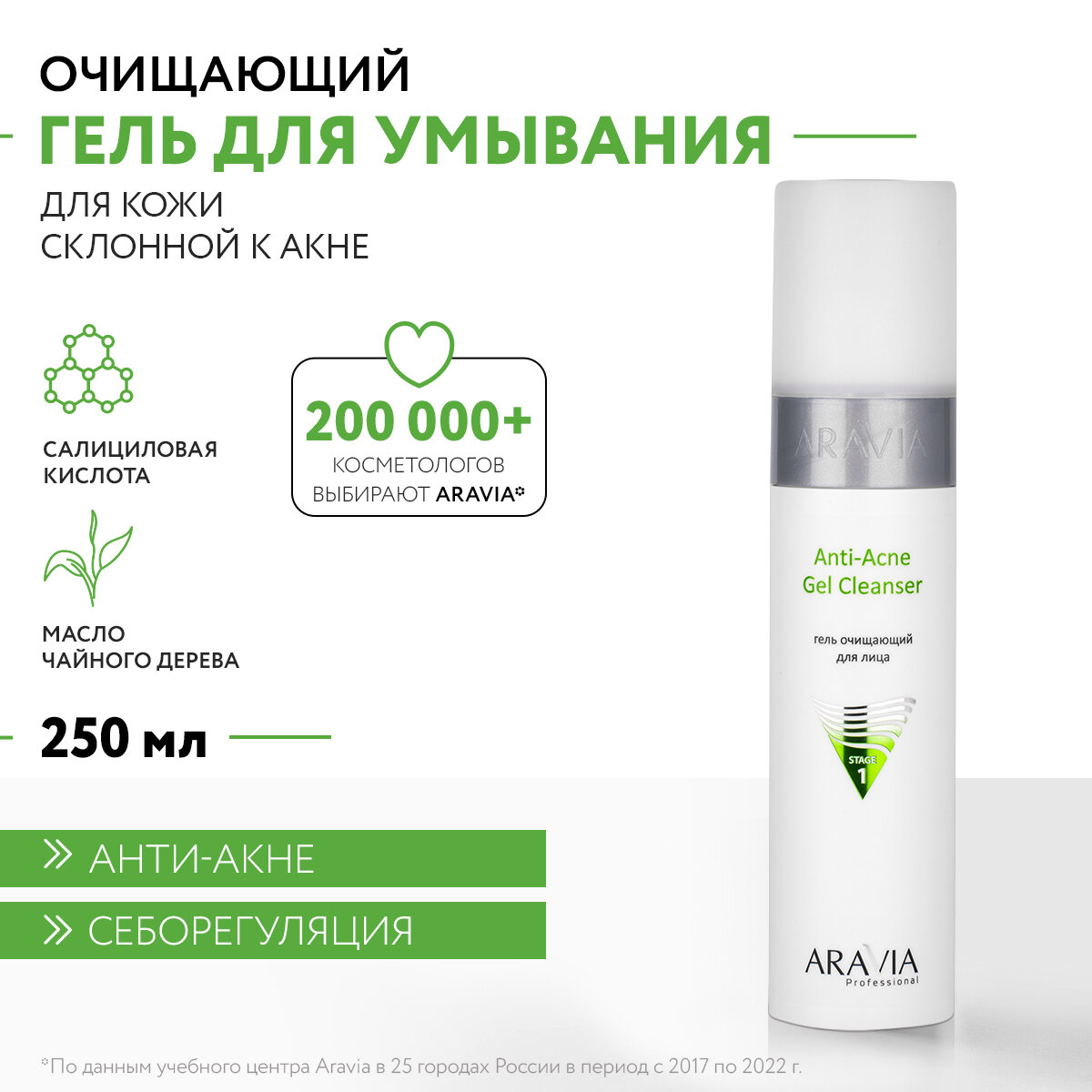 ARAVIA Гель очищающий для жирной и проблемной кожи Anti-Acne Gel Cleanser, 250 мл