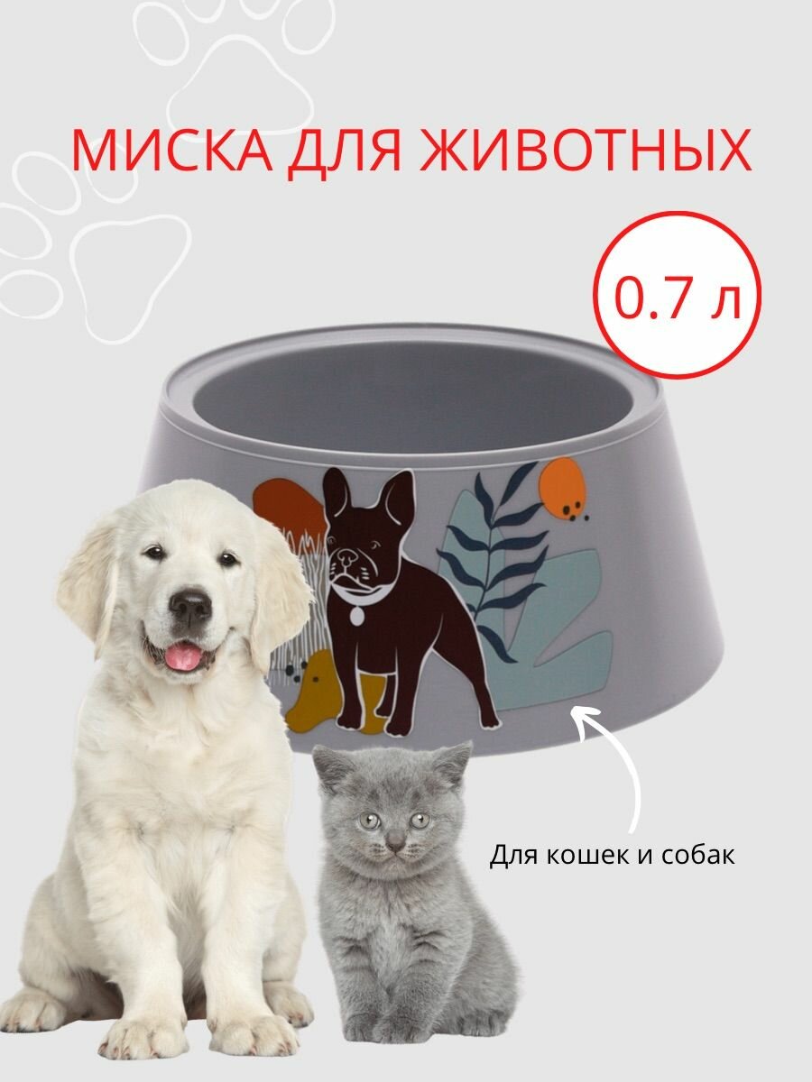 Миска для животных Dogs 0.7л, серый