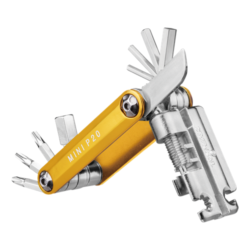 Мультитул велосипедный TOPEAK MINI P20, 20 функций, W/CHAINLINK TOOL, с чехлом, GOLD, TT2582GD золотистый, желтый