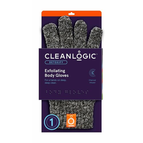 Набор из 2 мочалок-перчаток с древесным углем Cleanlogic Detoxify Exfoliating Body Gloves