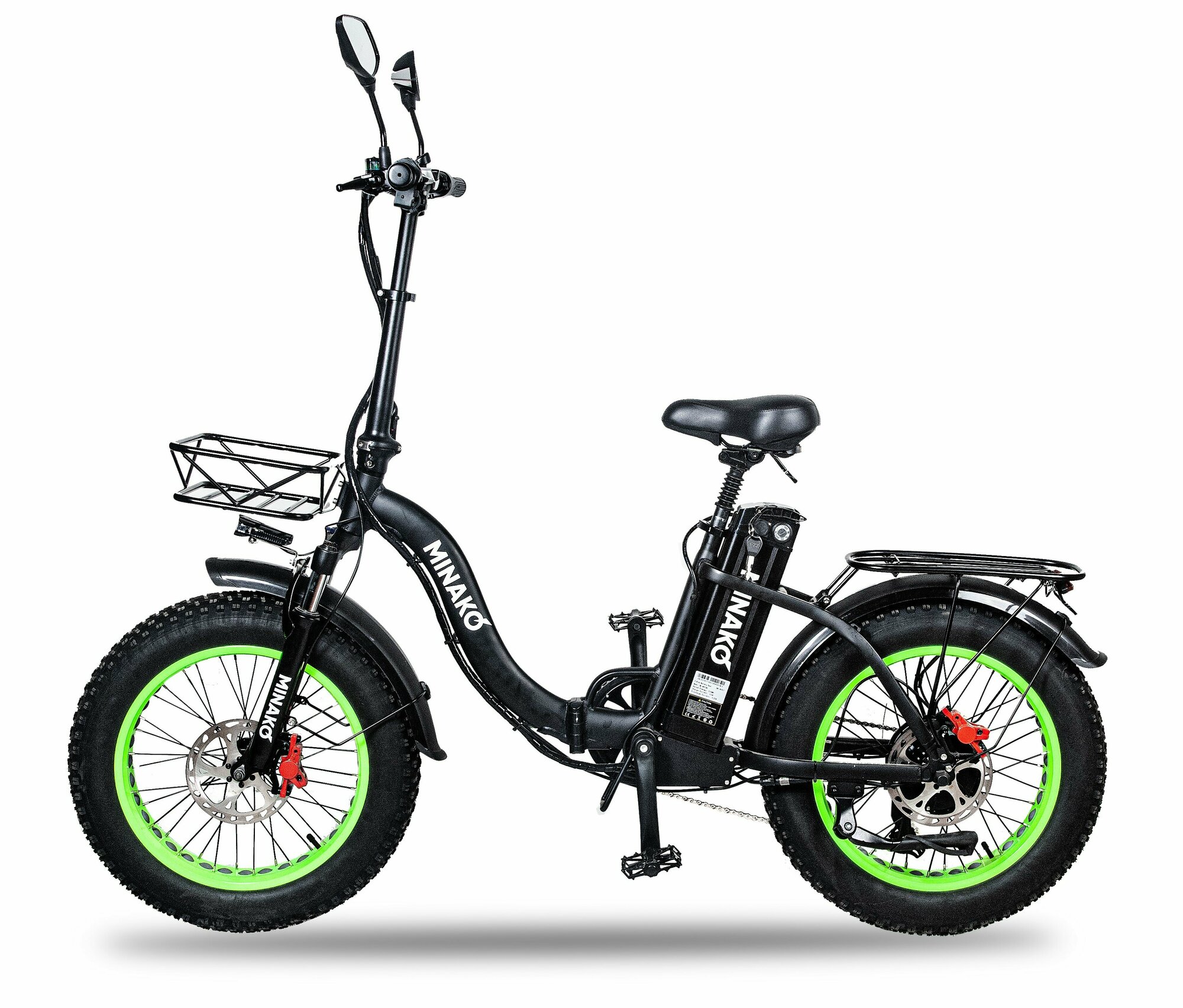 Электровелосипед Minako F10 Pro Гидравлика. Черно-Зеленый