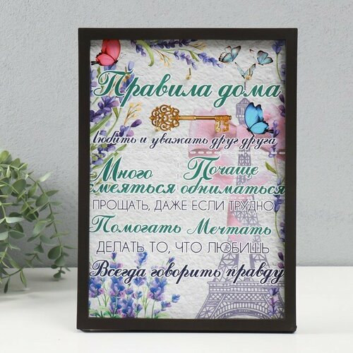 SUI Ключница открытая Правила дома 5 крючков 23х32 см 427₽