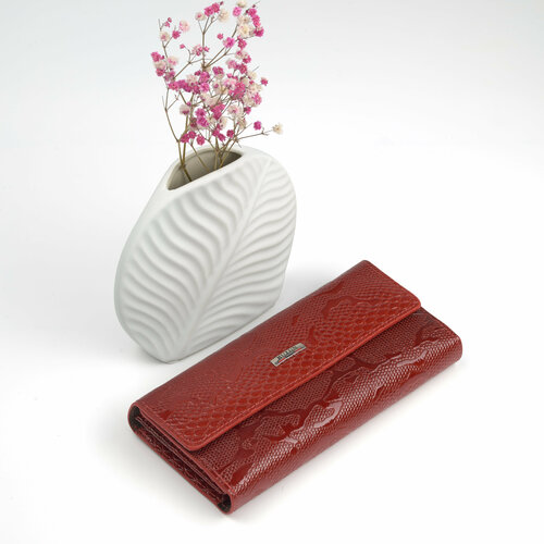 фото Кошелек butun, фактура лаковая, под рептилию, красный