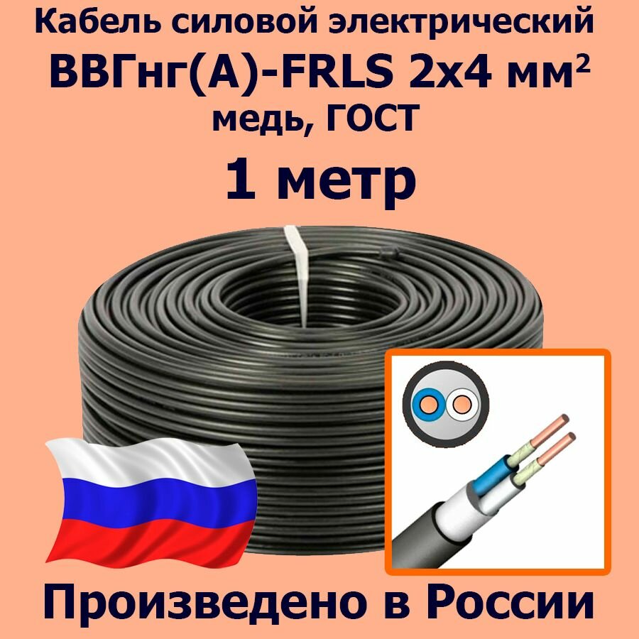 фото Кабель силовой электрический ВВГнг(A)-FRLS 2х4 мм2, медь, ГОСТ, 1 метр