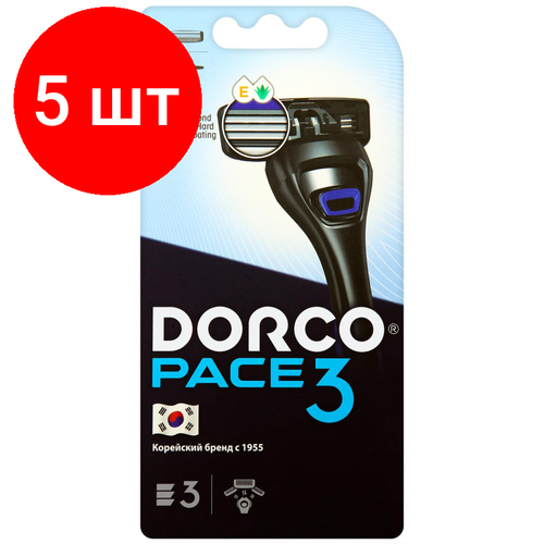 quattro titanium сменные кассеты 4 шт станок c 1 кас Комплект 5 наб, Бритва Dorco PACE3, 2 см. кас.3лез, плав. головка, увл. полос. TRA4002