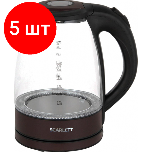 Комплект 5 штук Чайник электрический SCARLETT SC-EK27G98 стекло 2200Вт 17л шоколад 1928800₽