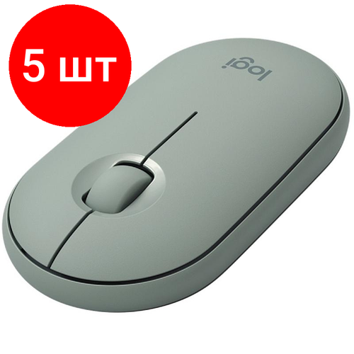 Комплект 5 штук Мышь компьютерная Logitech WRL PEBBLE M350 GREEN 910-005599 1752700₽