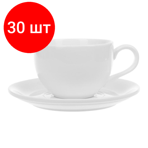 Комплект 30 штук, Чайная пара Chan Wave Classic 300мл фарфор, белый, фк877