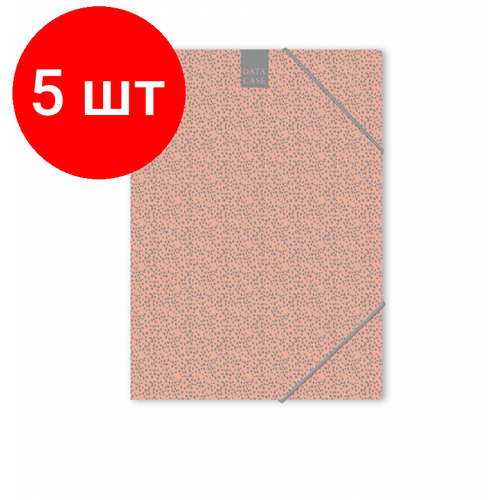 Комплект 5 штук, Папка на резинках картонная А4 Attache Fleur коралл папка на резинках attache digital картонная синяя 270 г кв м до 300 листов 1100491