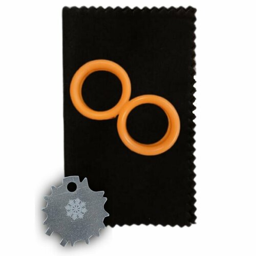 Набор для ножниц, кольца силиконовые 1 пара(оранжевый), ключ, салфетка