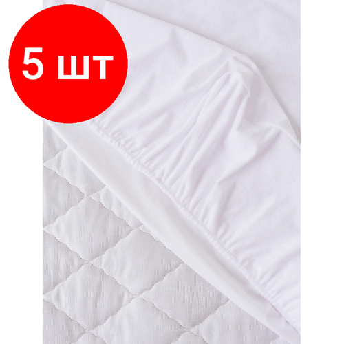 Комплект 5 штук Наматрасник 90х200 махра водонепроницаемый чехольный белый 15065₽