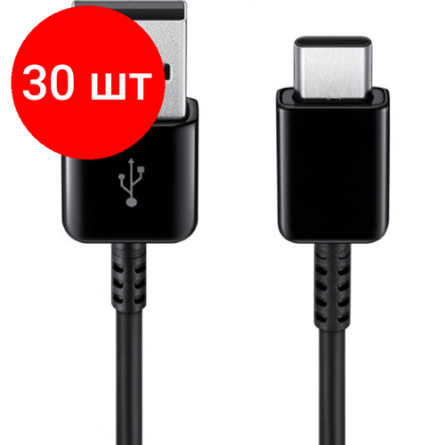 Комплект 30 штук, Кабель Samsung (EP-DG930IBRGRU) USB-C - USB 2.0, 1.5м, 2А, черный usb кабель для быстрой зарядки ep dn930cwe ep dg950cbe usb type c для samsung черный