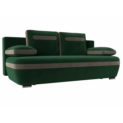 Прямой диван Каир, Велюр зеленый и коричневый