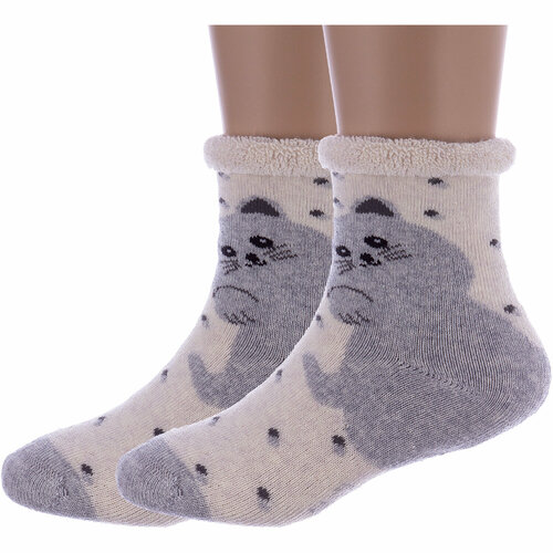 фото Носки rusocks 2 пары, размер 12-14, бежевый, серый