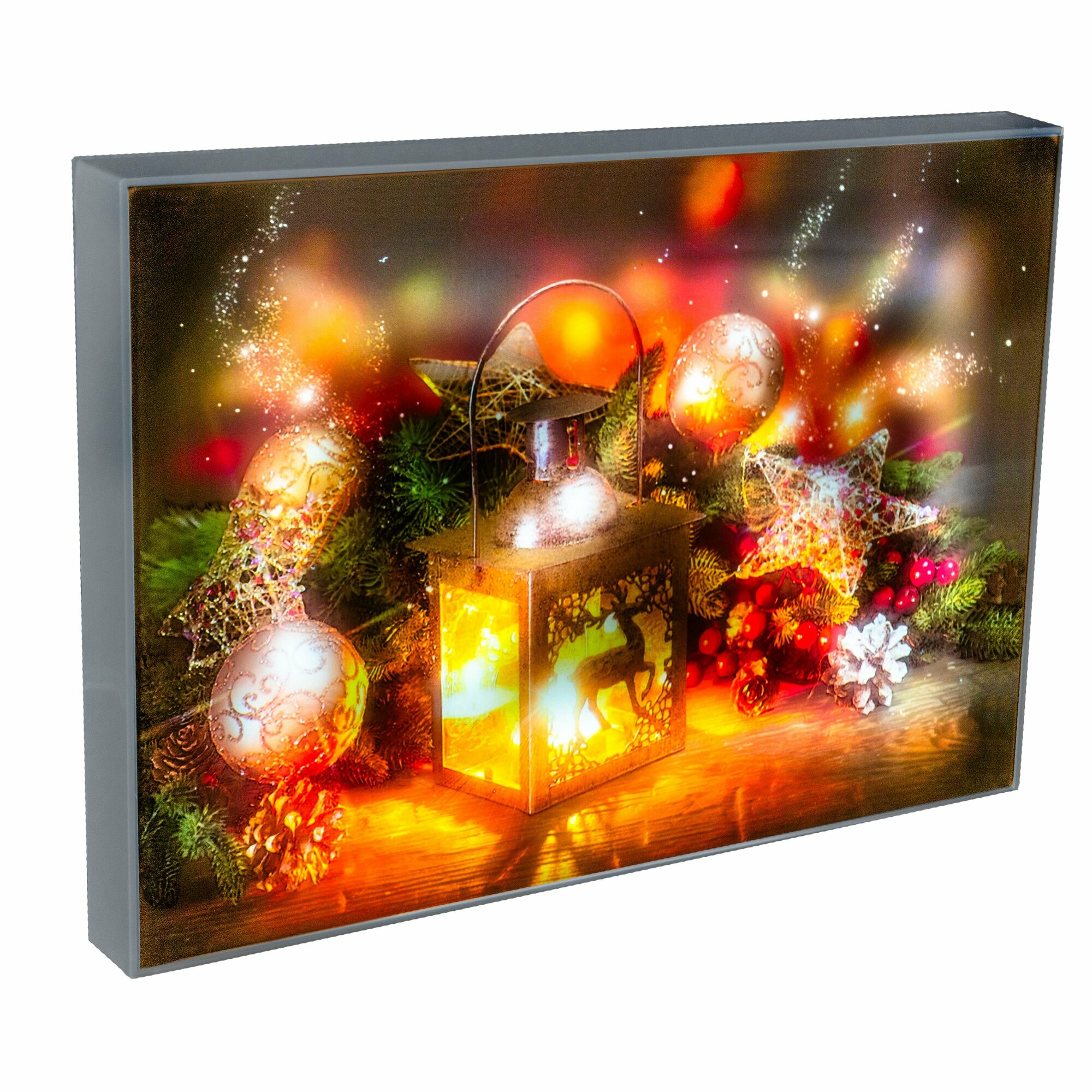 Картина-ночник / Светильник праздничный новогодний USB - Рождественский фонарь