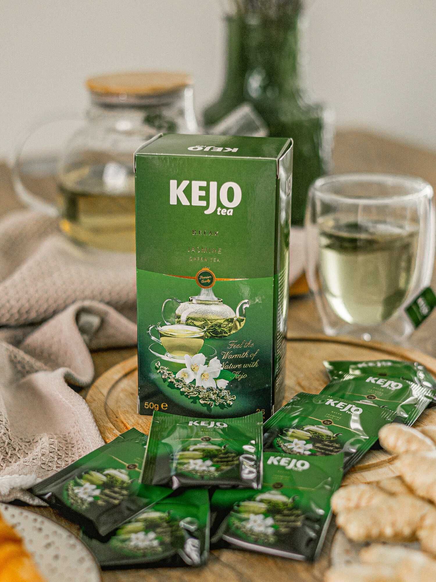 Чай зелёный с жасмином KEJOfoods RELAX JASMINE в пакетиках 25*2гр картон Kejo Tea - фото №8