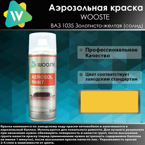 Автомобильная аэрозольная краска WOOSTE 1035 Золотисто-желтая