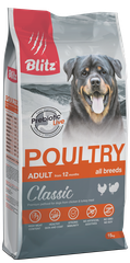 Blitz Classic Adult сухой корм для взрослых собак всех пород Курица и индейка, 15 кг.