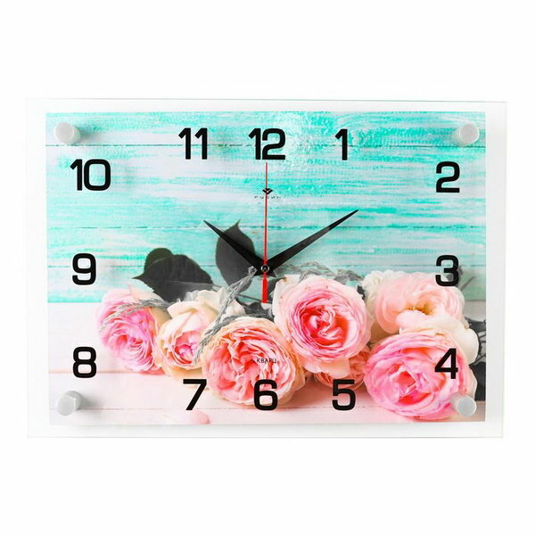 Часы настенные, интерьерные: Цветы, "Букет роз", 25 x 35 см