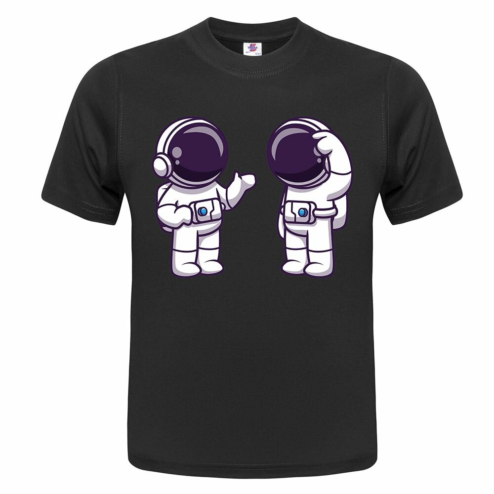 Футболка  Детская футболка ONEQ 134 (9-10) размер с принтом Космонавт, черная