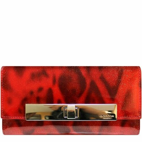 Кошелек , фактура лаковая, красный