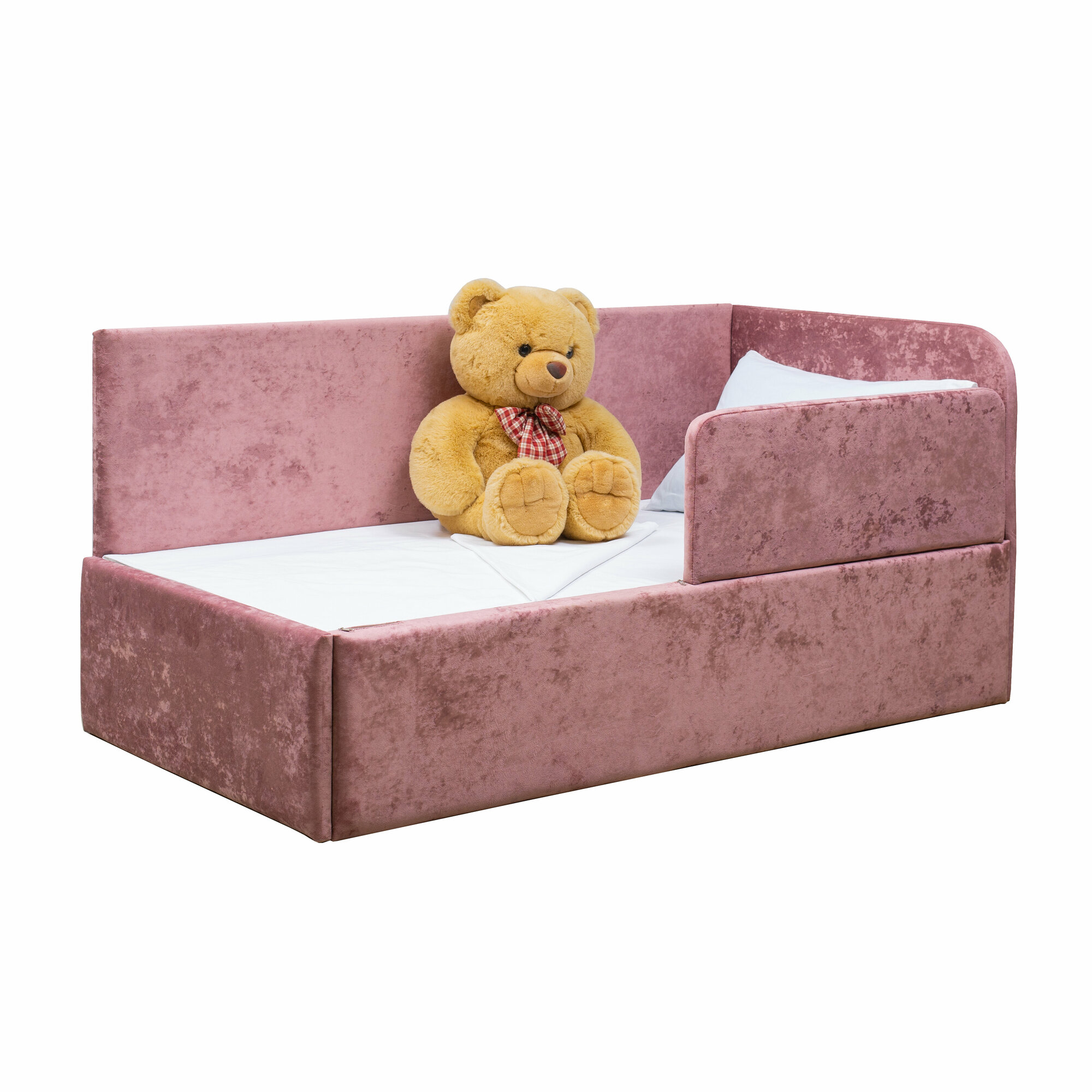 Кровать-диван Непоседа 200*90 розовая с матрасом, правый угол сборки