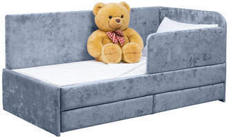 Кровать-диван Непоседа 200*90 см голубая угловая 2-а спальных места, правый угол сборки с защитным бортиком