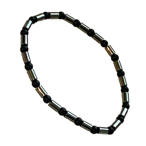 фото Браслет-нить, оникс, гематит, 1 шт., размер 19 см, размер l, черный my lollipop