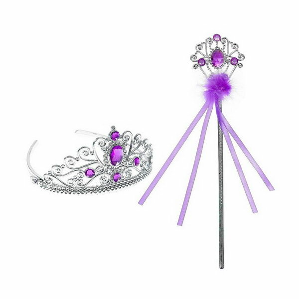 Карнавальный набор "Принцесса", корона, жезл с камнями, цвет фиолетовый