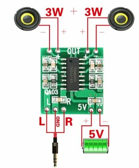 Модуль цифрового мини-усилителя мощности PAM8403 2x3 Вт