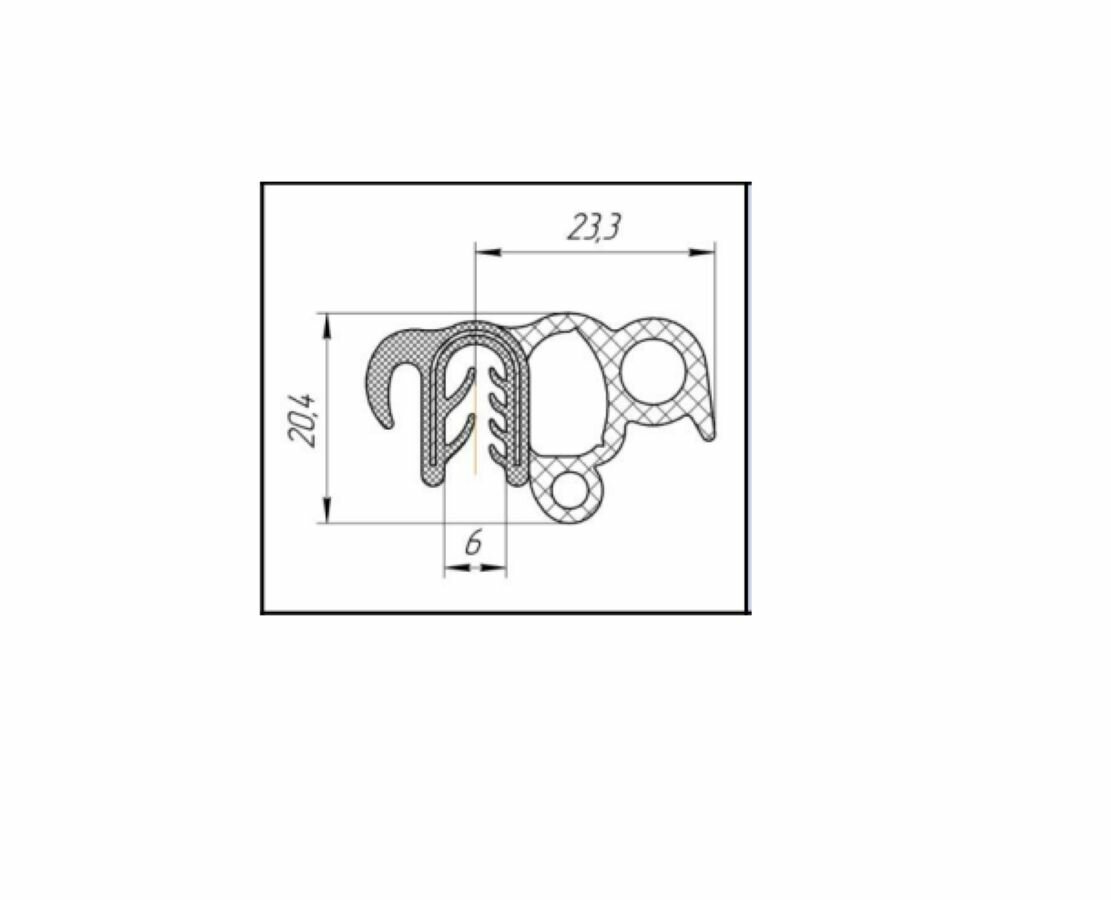 Уплотнитель проема передней двери (кабины) ГАЗ 3302, 3221, 2217, 2705 / УралЭластоТехника