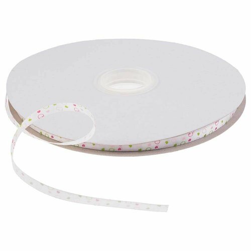Лента атласная разноцветные сердечки белая шир06см боб 914 1135₽