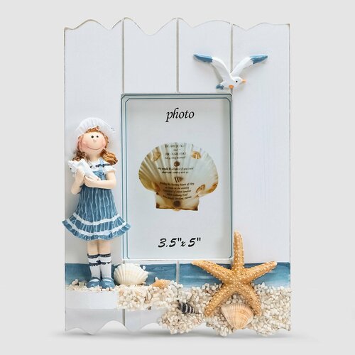 Фоторамка Liansheng девочка и море бело-голубая 155x4x22 см 1183₽