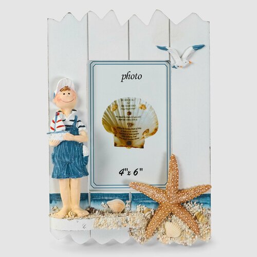 Фоторамка Liansheng мальчик и море бело-голубая 175x55x25 см 1351₽