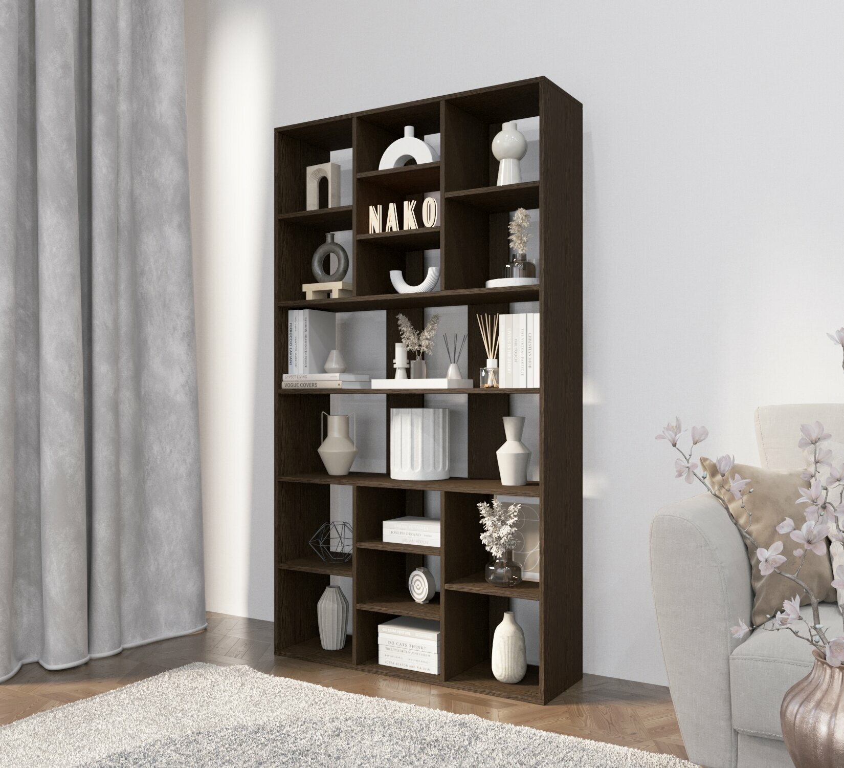 Стеллаж Перегородка для хранения в стиле Лофт модель Бостон Дуб Венге