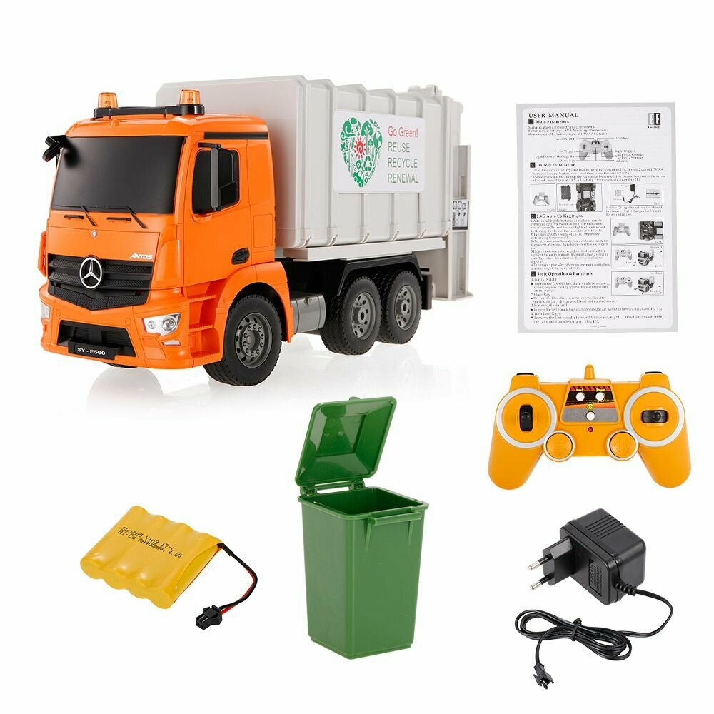 Машина-Мусоровоз на РУ (звук) в коробке механизм подъема корзины E560-003 Double Egle - фото №20
