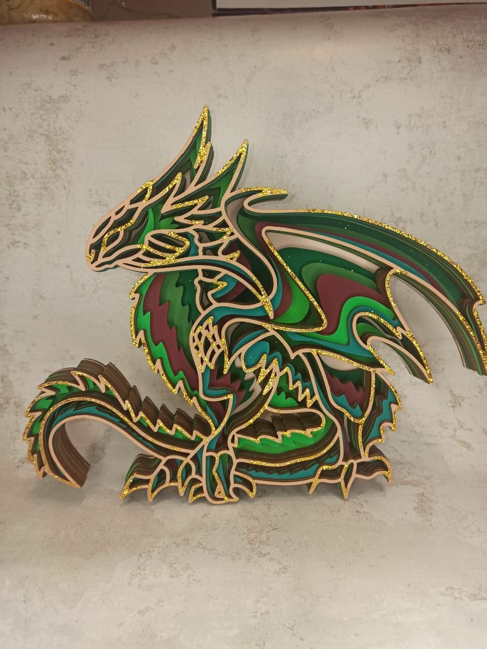 Многослойная деревянная 3D раскраска Дракон - символ года