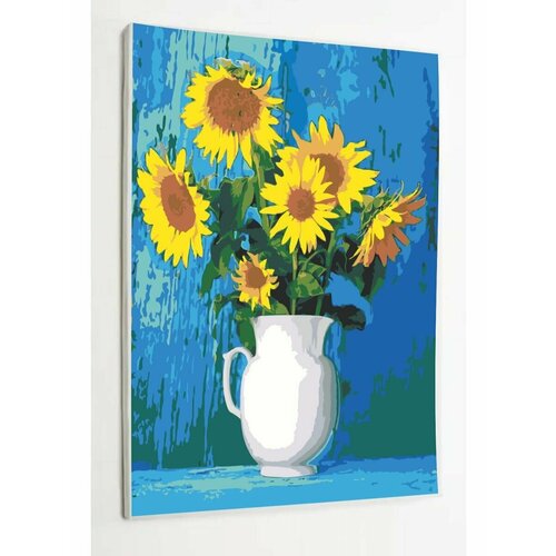 Картина по номерам на холсте с подрамником, Цветы Подсолнухи, 40х50 см