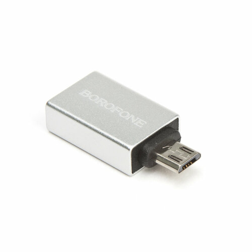 USB OTG адаптер Borofone BV2 MicroUSB OTG Adapter, серебро otg адаптер usb microusb маленький белый